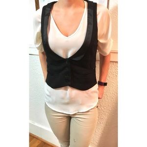 Womens GAP Black Button Up Vest